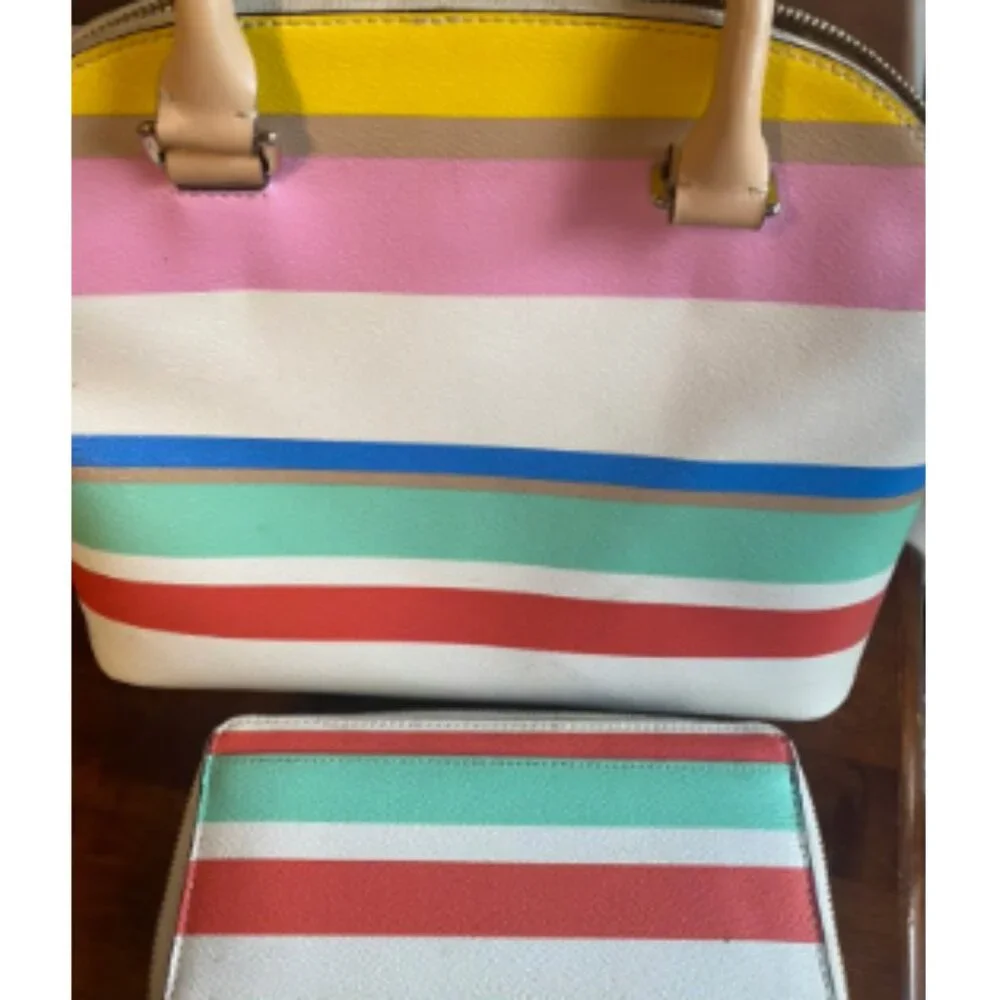 RARE Vintage Kate Spade Multi Color Crossbody Satchel & Wallet EUC - Picture 3 of 9